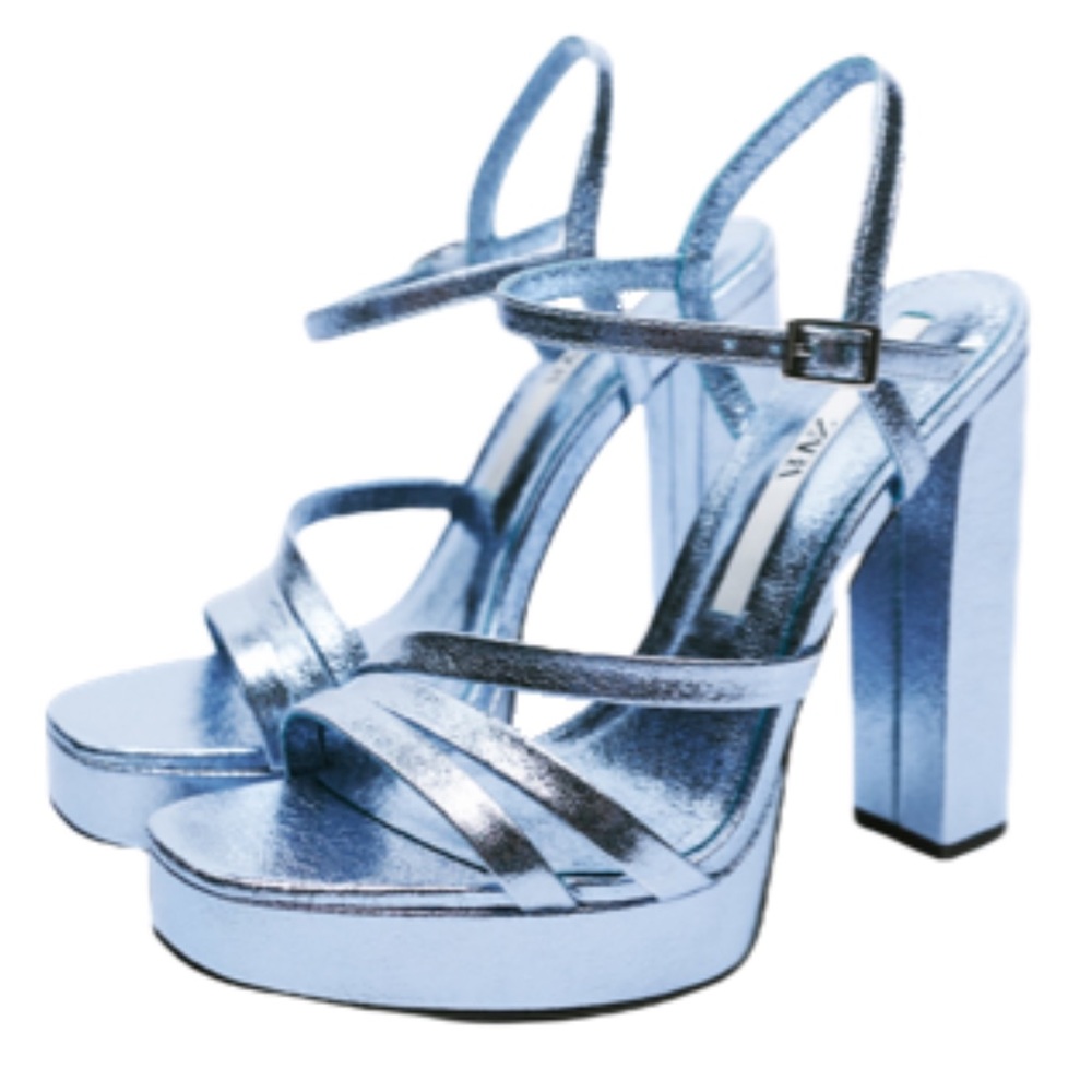 Shiny Blue Metallic Zara Heels